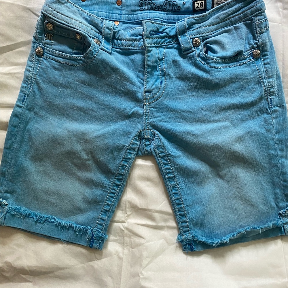 Miss Me Light Blue Denim Shorts